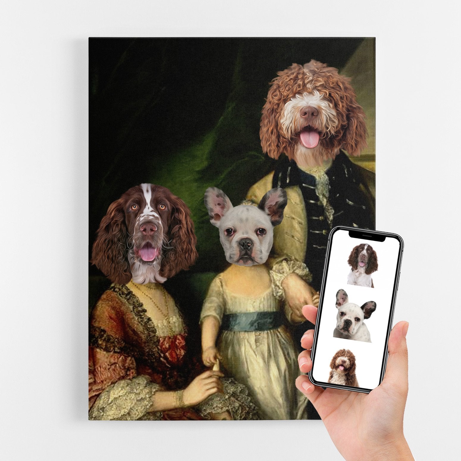 Dog portraits on store canvas