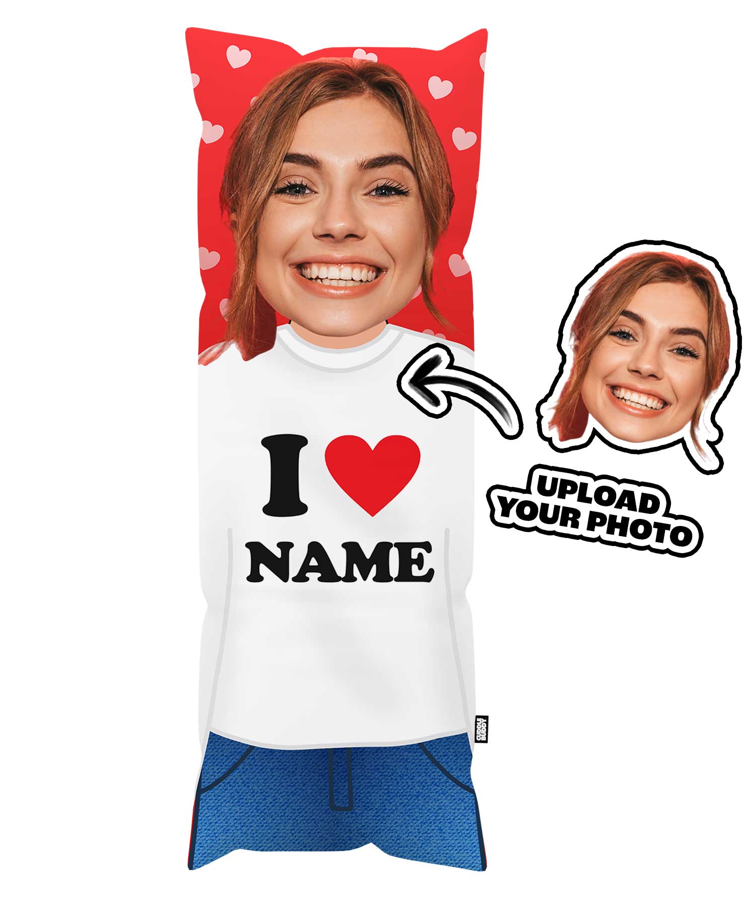 I Heart Your Name Custom Body Pillow