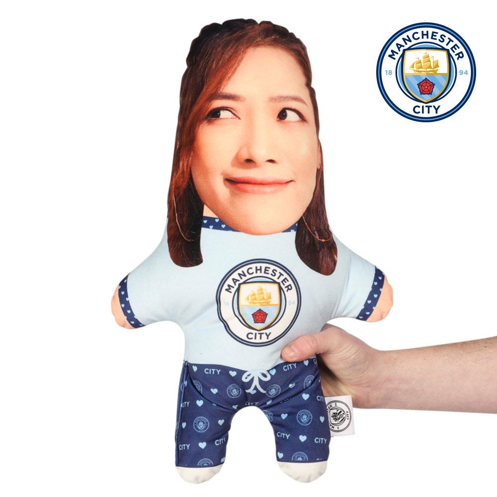 Man City Hearts Face Pillow