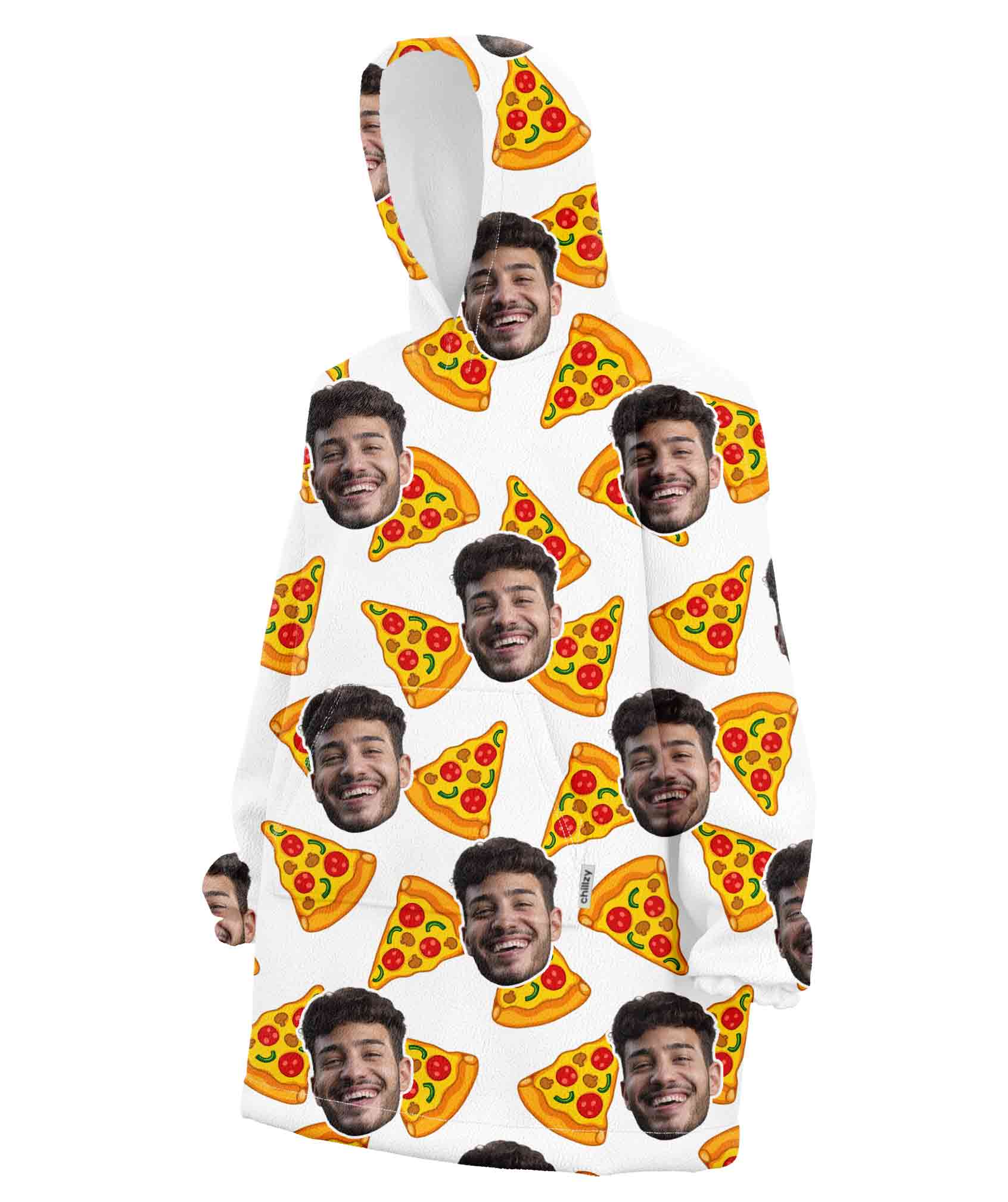 Your Face Pizza Personalised Hoodie Blanket