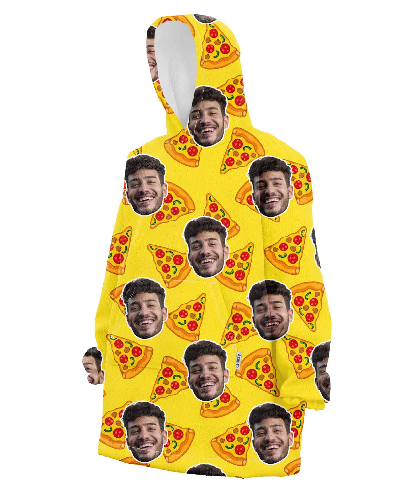 Your Face Pizza Personalised Hoodie Blanket