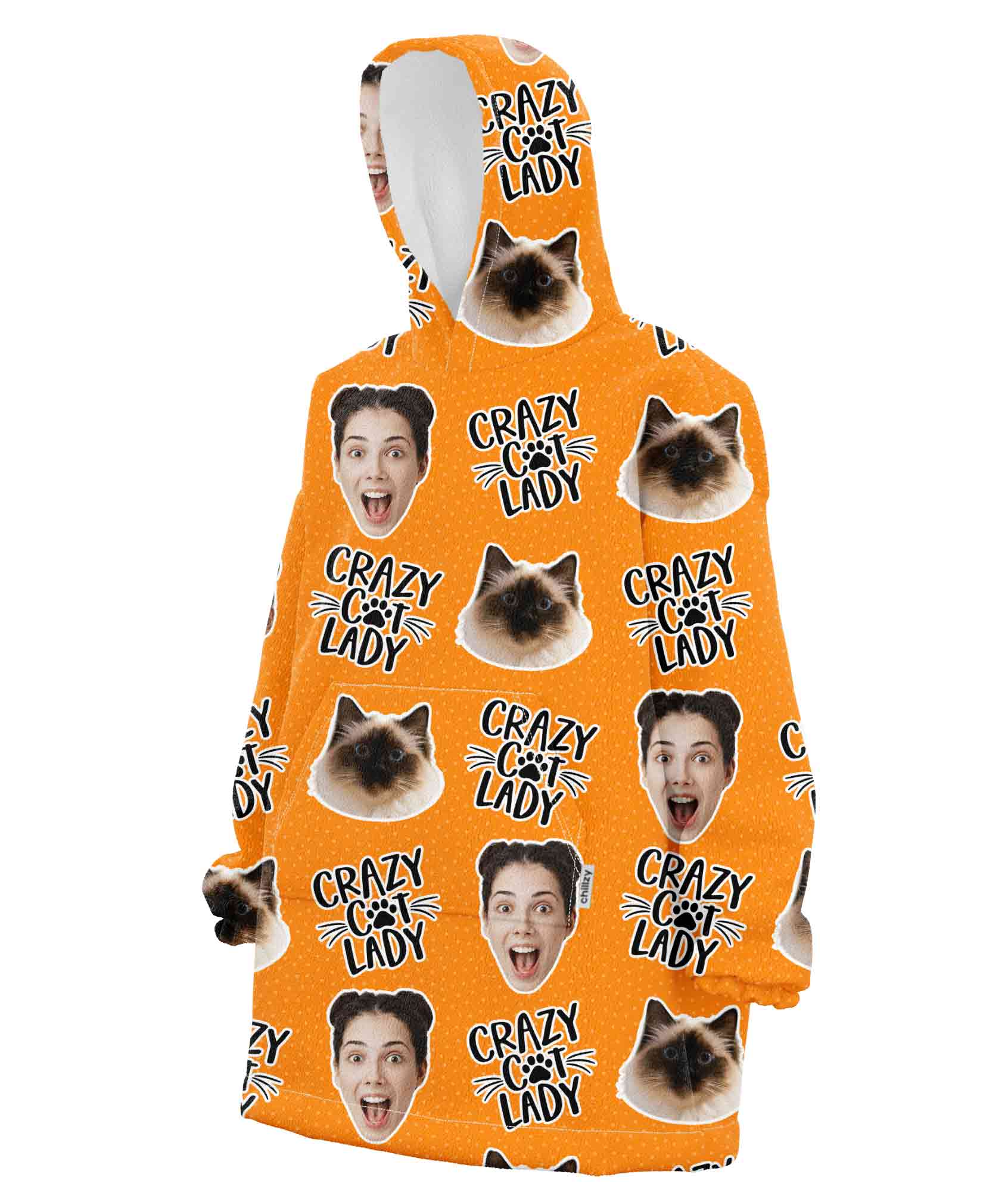 Crazy Cat Lady Personalised Hoodie Blanket