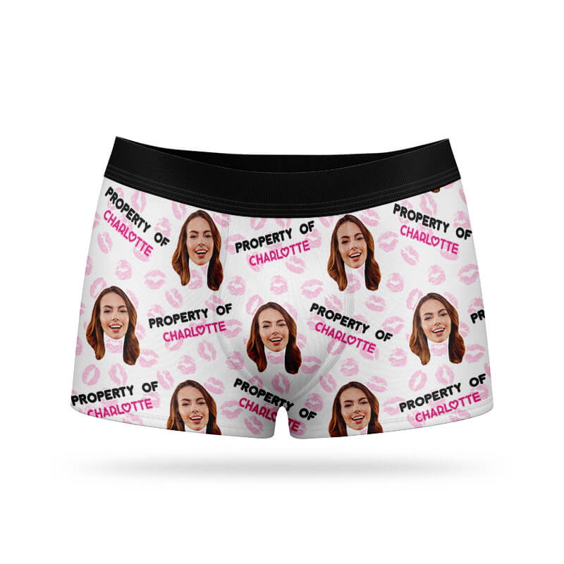 Custom Face Boxers Property of Girlfriend Face White Palestine